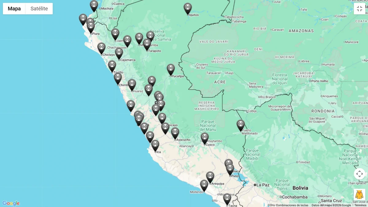 Mapa de todas las frecuencias Radio La Zona 2026 - Perú con señal FM