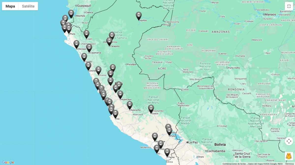Mapa de todas las frecuencias Radio Moda 2026 - Perú con señal FM